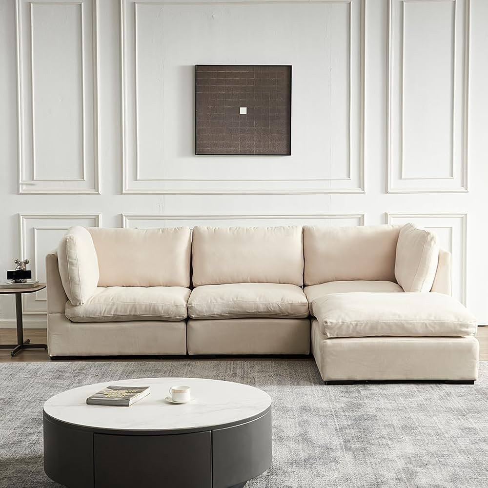 99'' Modern Sectional Sofa Couch for Living Room L-Shape Sofa Couch, 3 Seater Cloud Sofa with Ott... | Amazon (US)