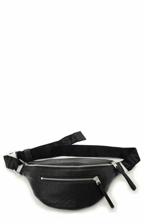AllSaints Itoko Lambskin Leather Bum Bag in Black at Nordstrom | Nordstrom