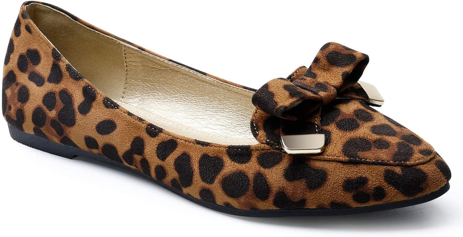 Trary Women's Pointed Toe and Bow Slip on Ballet Flat Shoes | Amazon (US)
