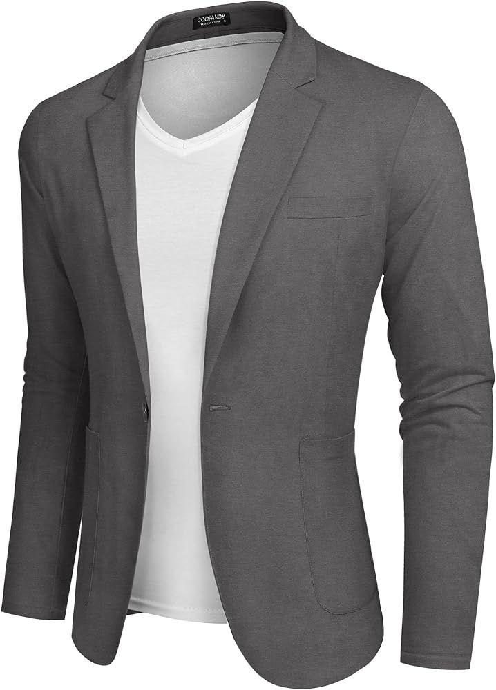 COOFANDY Men's Casual Linen Blazer Lightweight Regular Fit Sport Coat One Button Suit Jacket | Amazon (US)