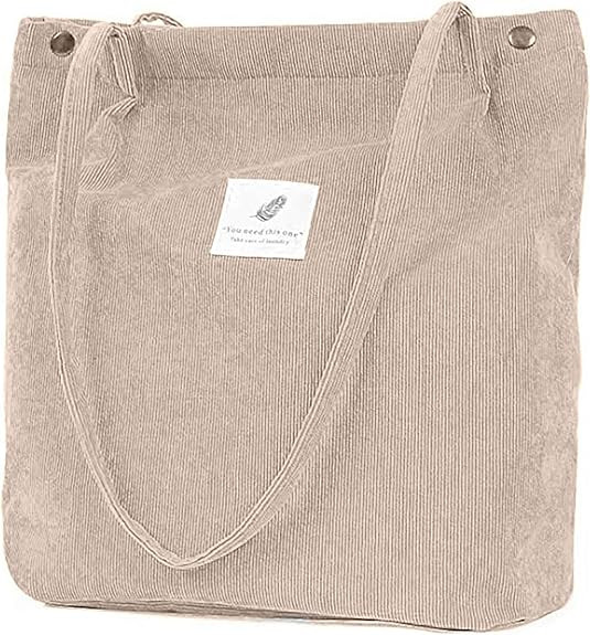 Tchh-Dayup Corduroy Tote Bag for Women Girl Canvas Shoulder Purse | Amazon (US)