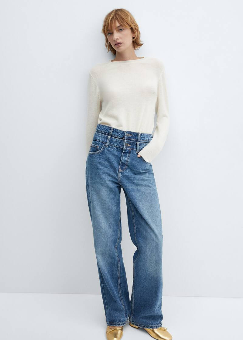 Double-waist straight jeans -  Women | Mango USA | MANGO (US)