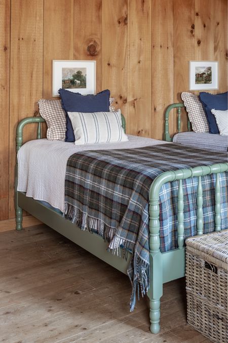 Spindle beds in the bunk room with plaid wool blankets

#LTKHoliday #LTKhome #LTKSeasonal