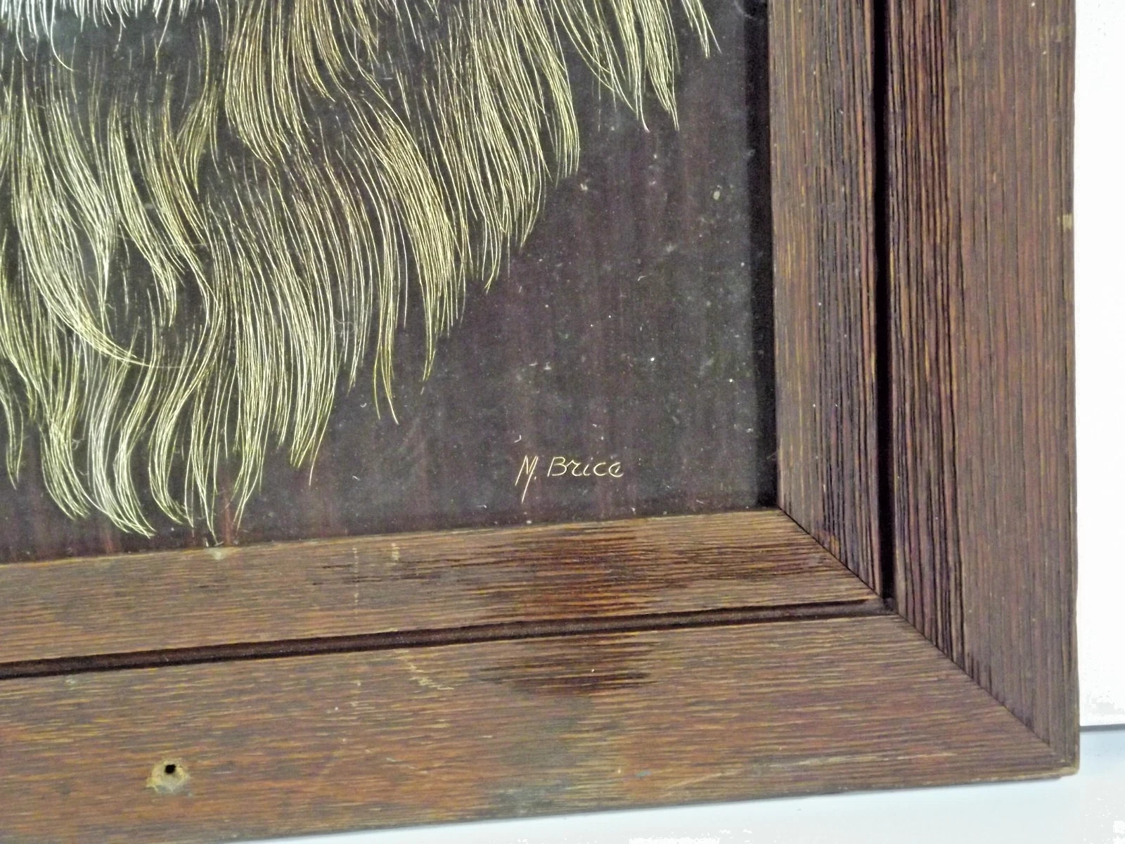 Vintage Original Lion Print Wood Frame - Signed Marjorie Brice - Line Drawing | eBay US