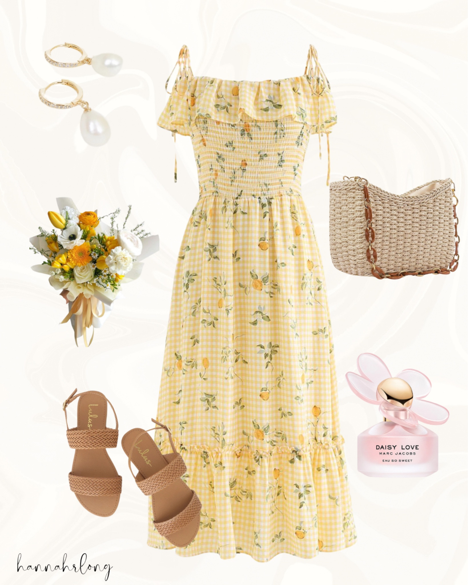 Summer Outfit. Lemon dress. Cottage core. Girly style. Straw bag. Pearls. Yellow dress. Yellow outfit. Spring dress. Spring style. Summer dress. Sundress. Wedding guest dress. Garden party dress. Picnic. Date night outfit  

#LTKmidsize #LTKSeasonal #LTKstyletip