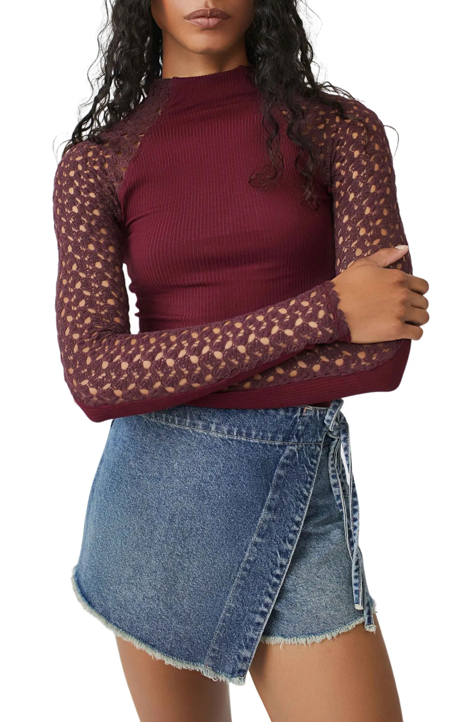 Clemente Mixed Media Stretch Cotton Top | Nordstrom