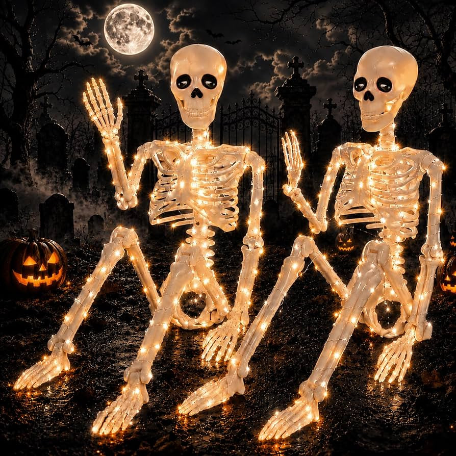 2 Pack Halloween Lighted Skeleton Decor 36 Inches (with White Light) | Amazon (US)