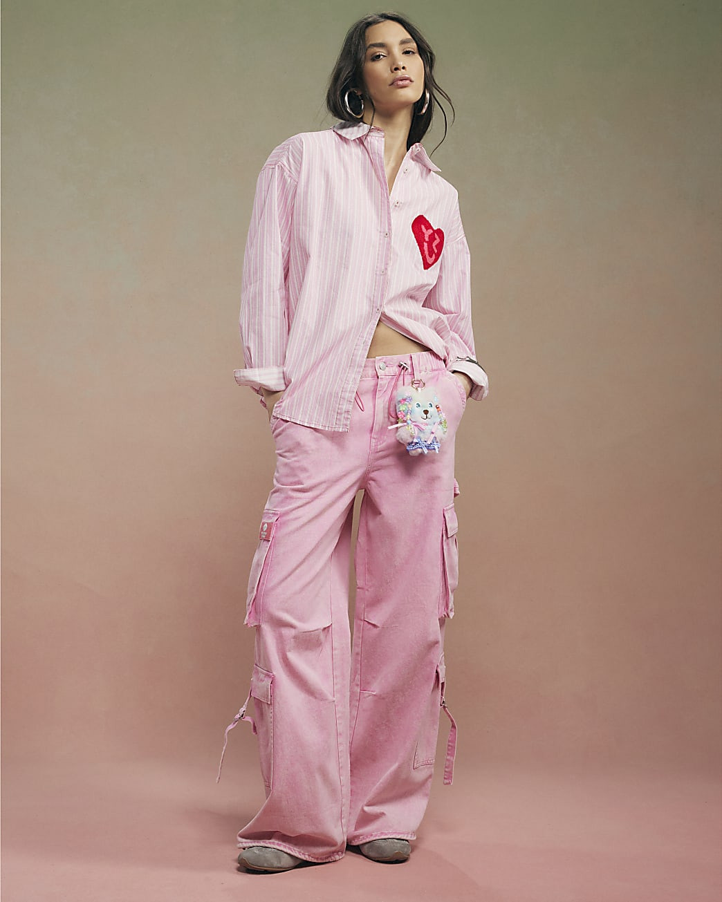 Pink Year Zero Stripe Back Slogan Shirt | River Island UK & IE