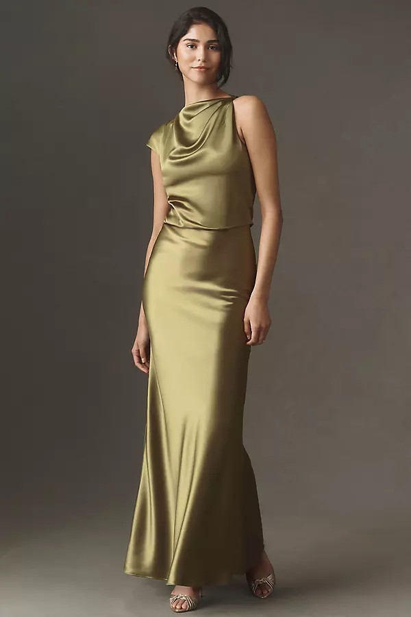 Satin Cowl Maxi Dress | Anthropologie (US)