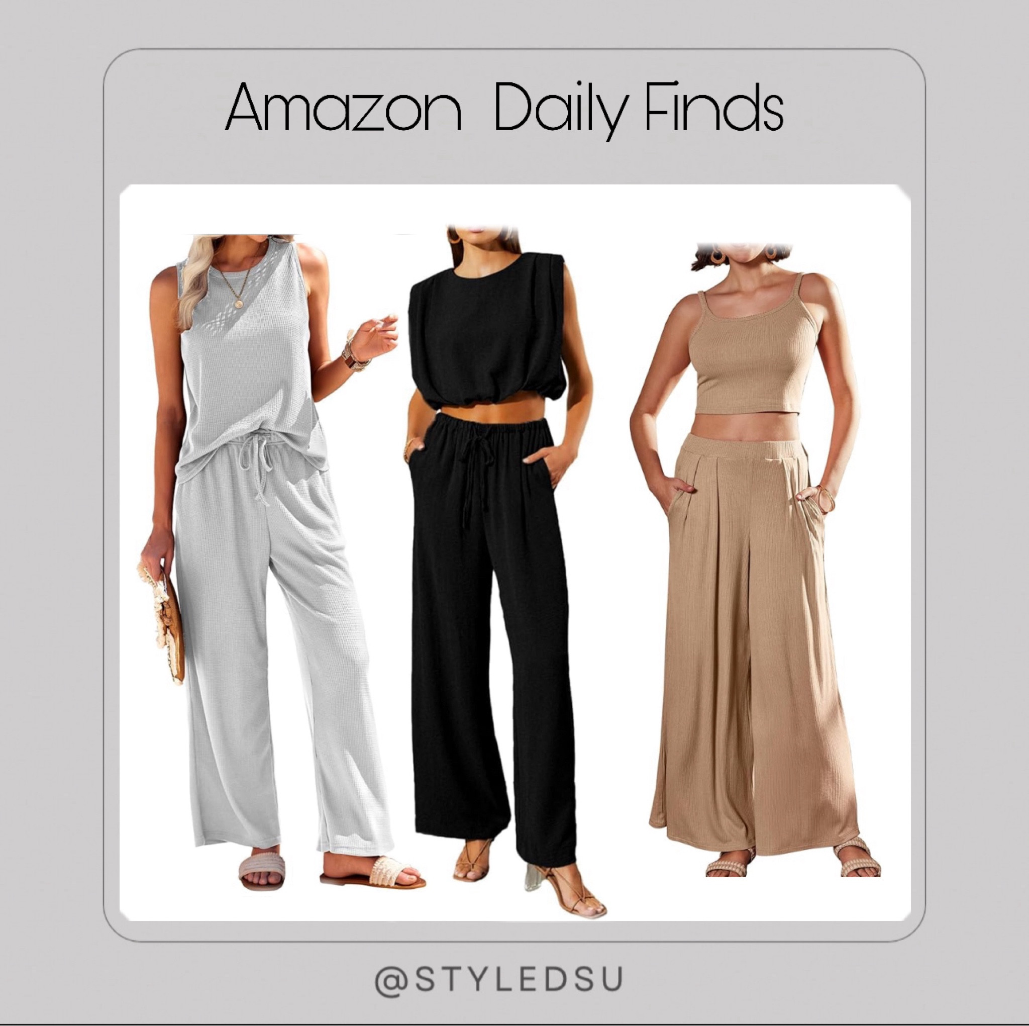 Amazon lounge wear. 
Amazon fashion finds. 
Amazon 2024.
Amazon casual fit.
Amazon fashion finds 2024.

Amazon Grey set. Amazon Black two piece set. Amazon Neutral two piece set. 
Grey set. Black two piece set. Neutral two piece set. 
Women's 2 Piece Lounge Sets Summer Outfits Ribbed Knit Tank Tops Wide Leg Pants Pajamas Set Loungewear

Spring Dresses. 
Amazon dresses. Amazon spring dresses. 
Amazon spring dress.
Spring dresses.
Revolve spring finds. Revolve spring tips. 
Spring dresses. Blue dress. Pink dress. Yellow dress. Purple dress. 
Lorelei Dress in Pink Tulle
Steve Madden . 
Amazon fashion finds. 
Amazon dress. 
Amazon viral dress. 
Amazon free people dress. 

Amazon free people sweaters. 
Amazon fashion finds. 
Amazon fall finds. 
Amazon winter finds. 
Free people under $50 
Free people sale. Amazon Prime Day, Amazon Prime Day 2024, Prime Day, #primeday2024
Amazon finds
#primeday #primeday2023 #primedaydeals 
Amazon Prime Day: Ray ban sunnies
Prime Day, Amazon prime day, Amazon finds, Amazon deals
#amazonprime2024
Amazon finds
 #liketkit 
Amazon Finds 
Amazon Essentials 
 #amazonfinds #amazon #amazonfashion #amazondresses #amazoninfluencer #amazonsale #amazondeals #amazondailydeals #amazonnew #amazonprime #fashion #sandals #walmartfinds #homedecor #workwear #sale #kids #onsale #boho ##workwear #summerdress #weddingguest #weddingguestdress #bridesmaid #bridesmaidsdress #brudesmaidsgifts 
Sale. 
Amazon. 
Amazon fashion. 
Amazon finds. 
Amazon blue dress. 


#LTKFindsUnder100 #LTKFindsUnder50 #LTKTravel