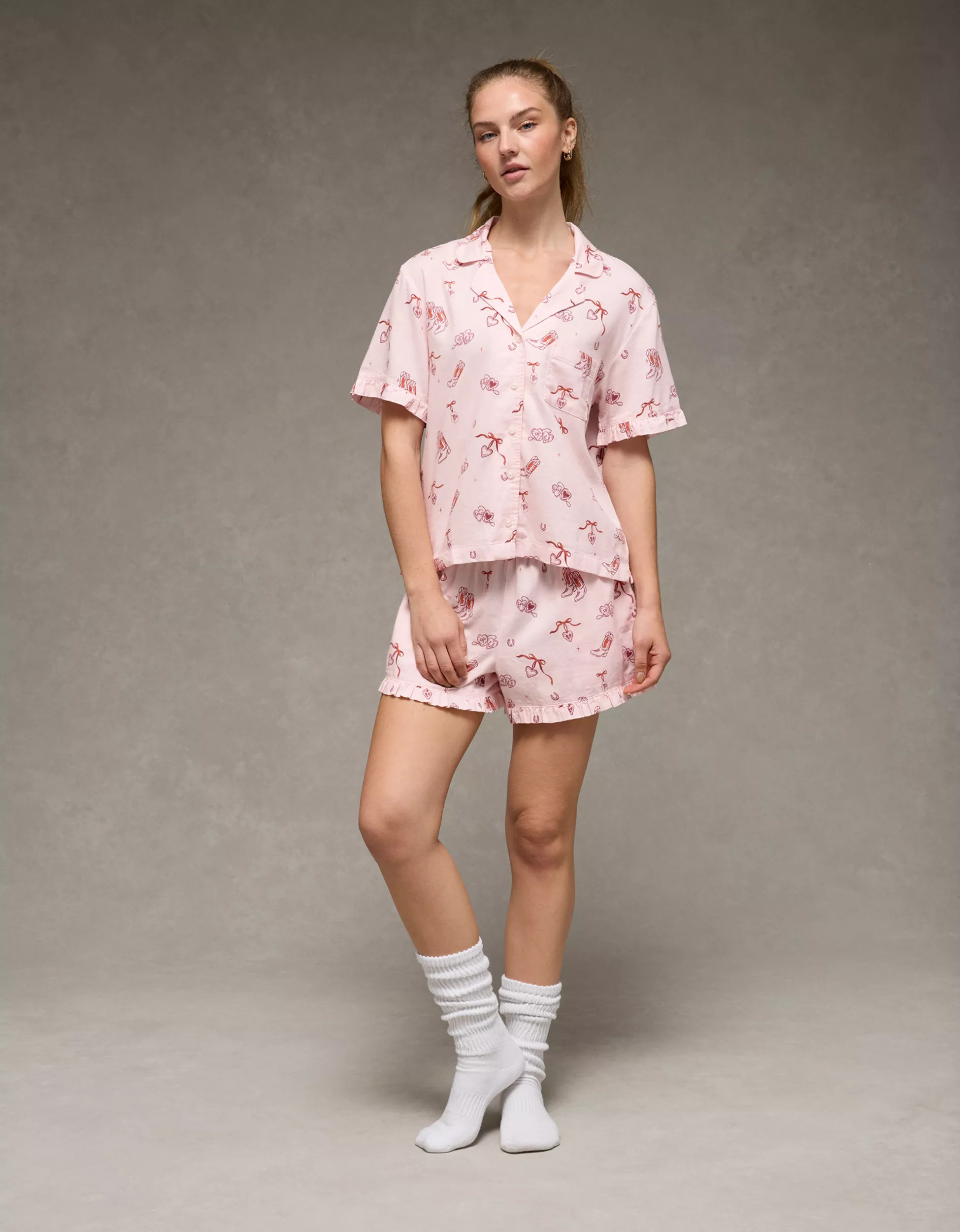 AE Ruffled Flannel PJ Set | American Eagle Outfitters (US & CA)
