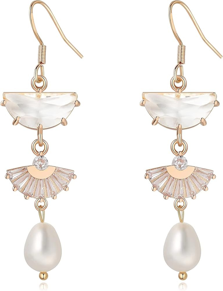 Art Deco Bridal Earrings - 1920s Vintage Inspired Pearl Drop Earrings for Wedding | Amazon (US)