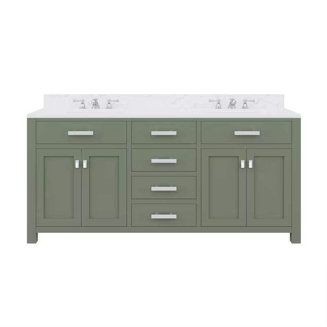 Water Creation Madison 72-in Glacial Green Undermount Double Sink Bathroom Vanity with White Natu... | Lowe's