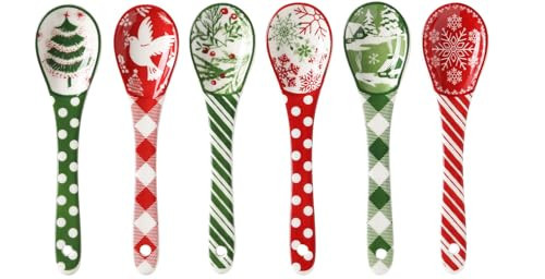 Metahom Christmas Ceramic Coffee Spoons, Colorful Teaspoons, Small Spoons for Espresso, Dessert, Tea, Stirring, Dishwasher & Microwave Safe, Assorted Colors, Set of 6 | Amazon (US)