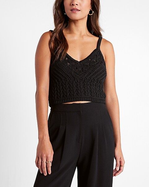 Conscious Edit Crochet Knit Cropped Sweater Cami | Express