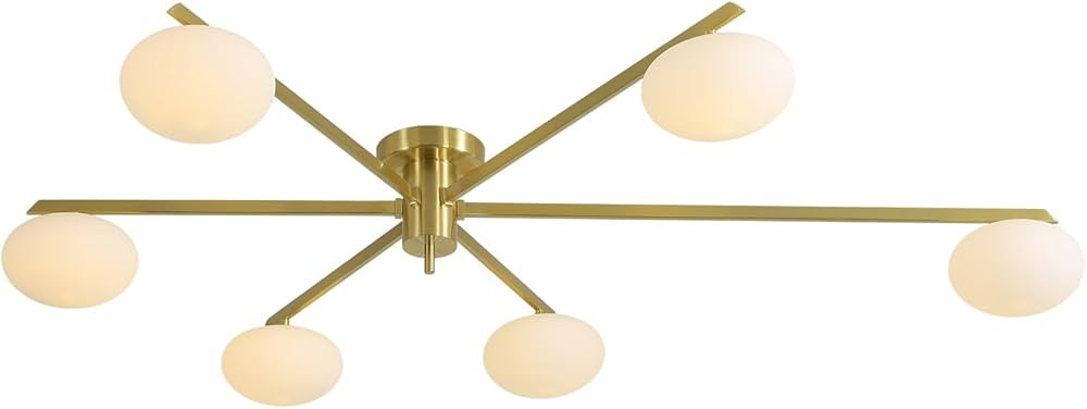 6-Lights Gold Modern Sputnik Chandelier Ceiling Light Fixtures Retro Glass Ceiling Lamp Industria... | Amazon (US)