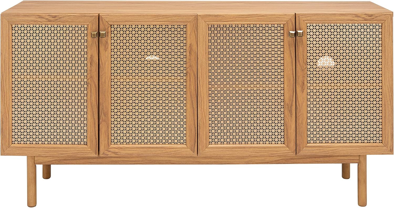 Safavieh Home Collection Piran Oak and Gold 4-Door 2-Shelf Media (65-inch Flat Screen) TV Stand | Amazon (US)