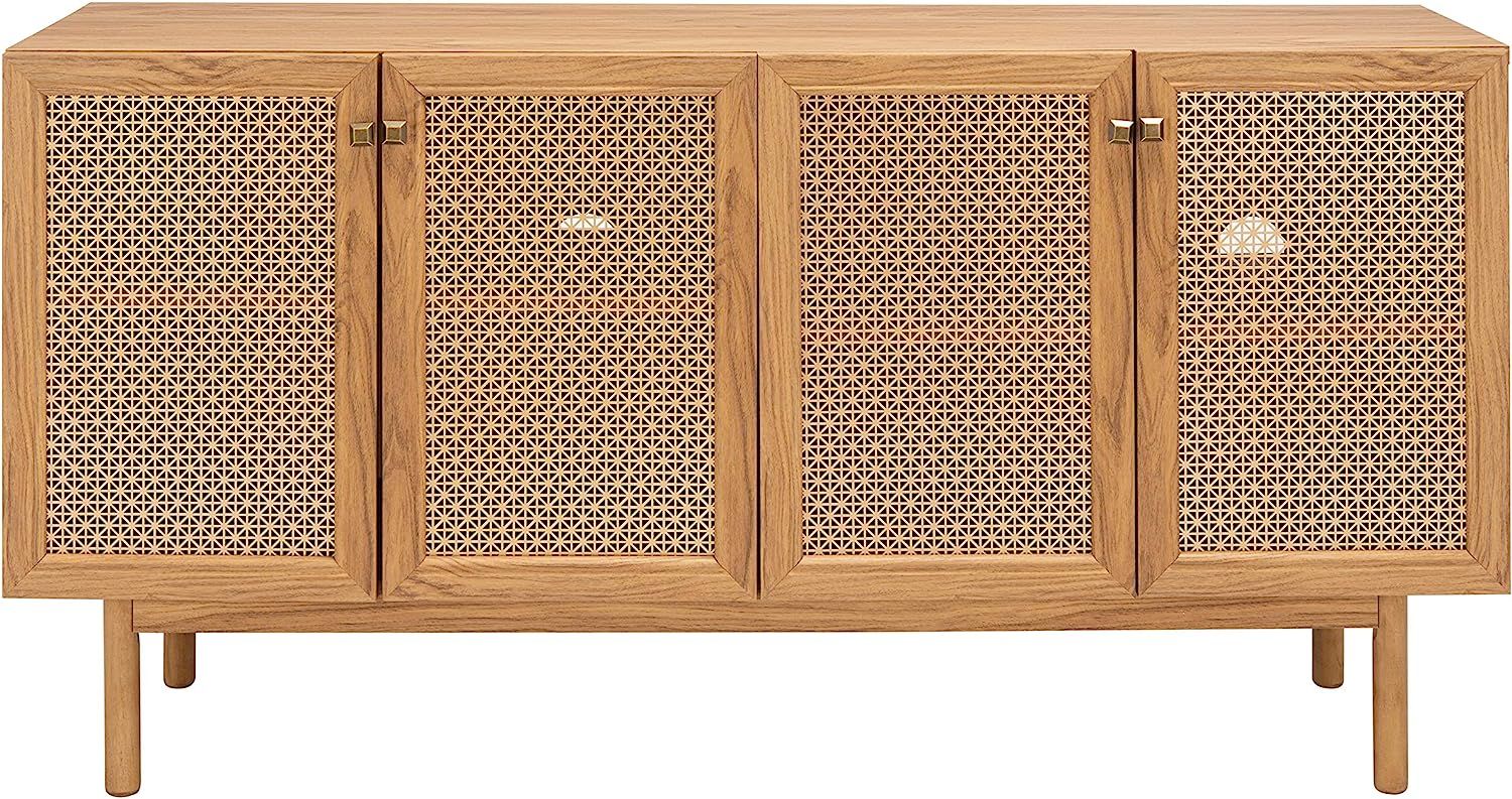 Safavieh Home Collection Piran Oak and Gold 4-Door 2-Shelf Media (65-inch Flat Screen) TV Stand | Amazon (US)