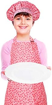 Kids Apron and Chef Hat Set, Adjustable Cotton Child Aprons with 2 Pockets Cute Girls Boys Kitche... | Amazon (US)