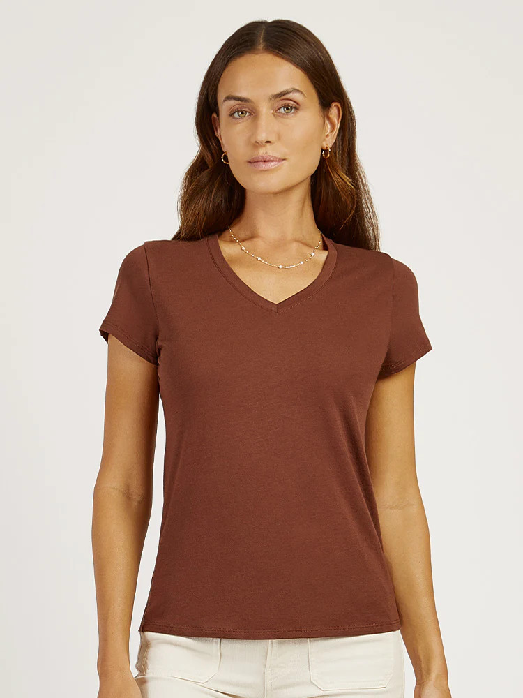 Women's Fitted V-Neck Marcy Tee - Mott & Bow | Mott & Bow