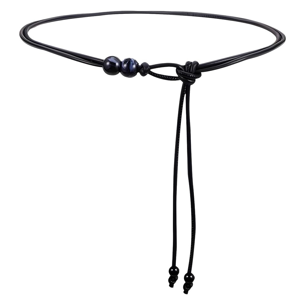 Womens Faux PU Leather Bead Rope Skinny Tie Belts for Skirt Dresses Jeans Pants Thin Dress Waist ... | Amazon (US)