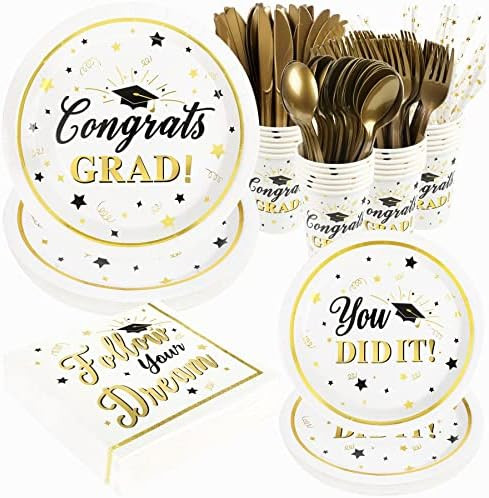 2022 Graduation Plates and Napkins Set Party Supplies Decorations, 192 Pcs Disposable Congrats Grad  | Amazon (US)