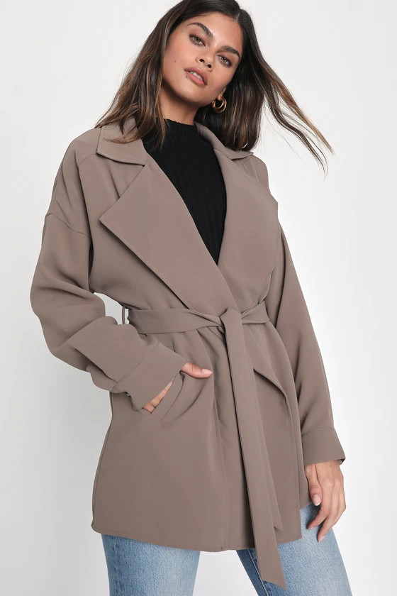 Wondrous Season Taupe Short Belted Trench Coat | Lulus
