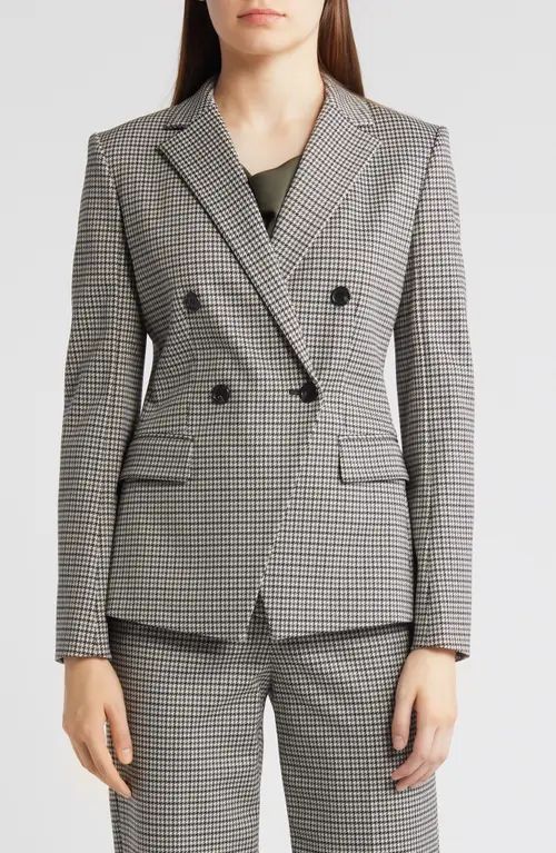 Theory Houndstooth Double Breasted Blazer in Navy Multi - G2S at Nordstrom, Size 4 | Nordstrom