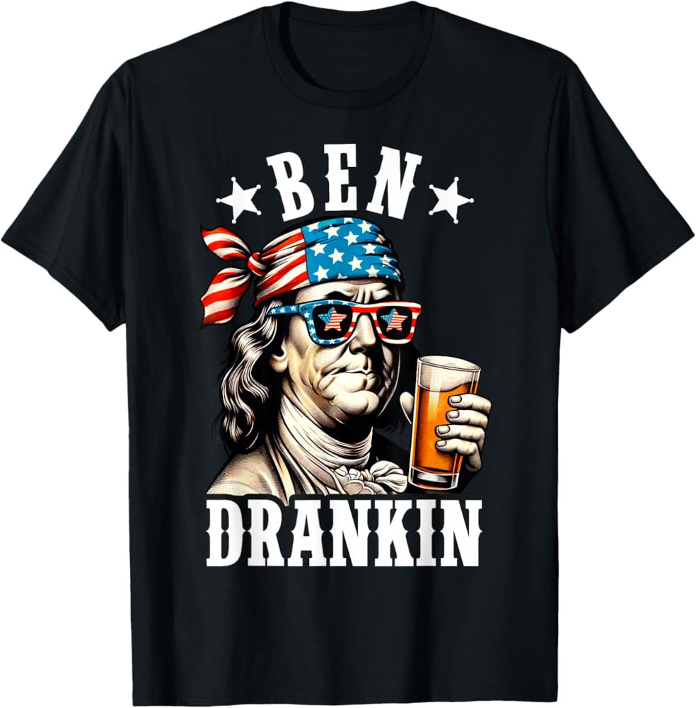 Ben Drankin Benjamin Franklin Men Women 4th of July USA Flag T-Shirt | Amazon (US)