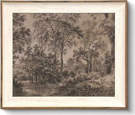 Framed Canvas Wall Art for Living Room Decor, Vintage Neutral Brown Woodland Landscape Painting F... | Amazon (US)