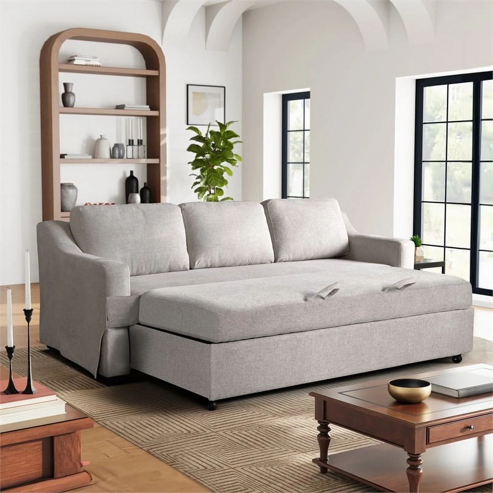 Serta Hanson Modern Style Convertible Sofa, Linen | Walmart (US)