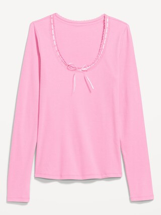 Scoop-Neck Long-Sleeve Ribbed Top | Old Navy (US)