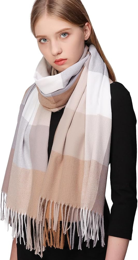 RIIQIICHY Plaid Scarfs for Women Fall Winter Scarves Pashmina Shawls and Wraps for Evening Dresse... | Amazon (US)