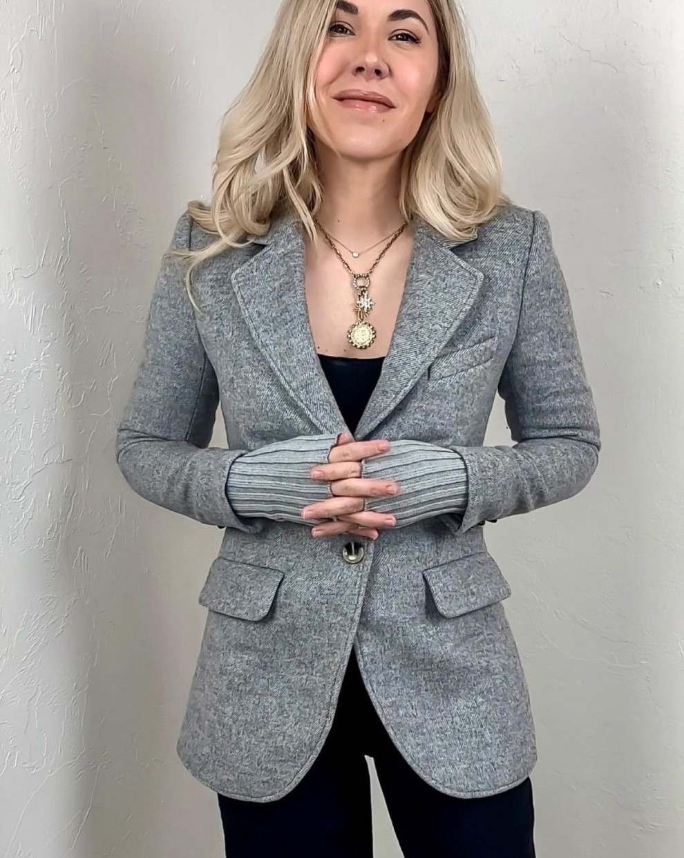 A woolly blazer starts off with a classic design and then switches things up by adding ribbed cotton-and-cashmere cuffs to create a bulk-free layered look.

Necklace makes a great Valentine’s Day gift!

#LTKValentine #LTKSeasonal #LTKgrwm