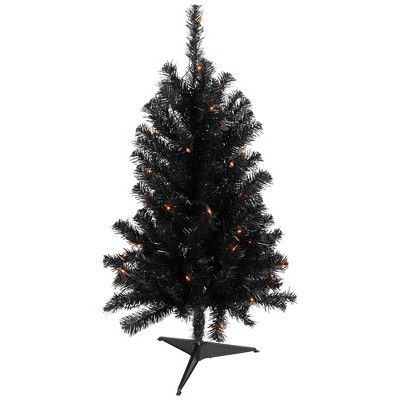 Northlight 3' Pre-Lit Medium Black Noble Spruce Artificial Halloween Tree, Orange Lights | Target