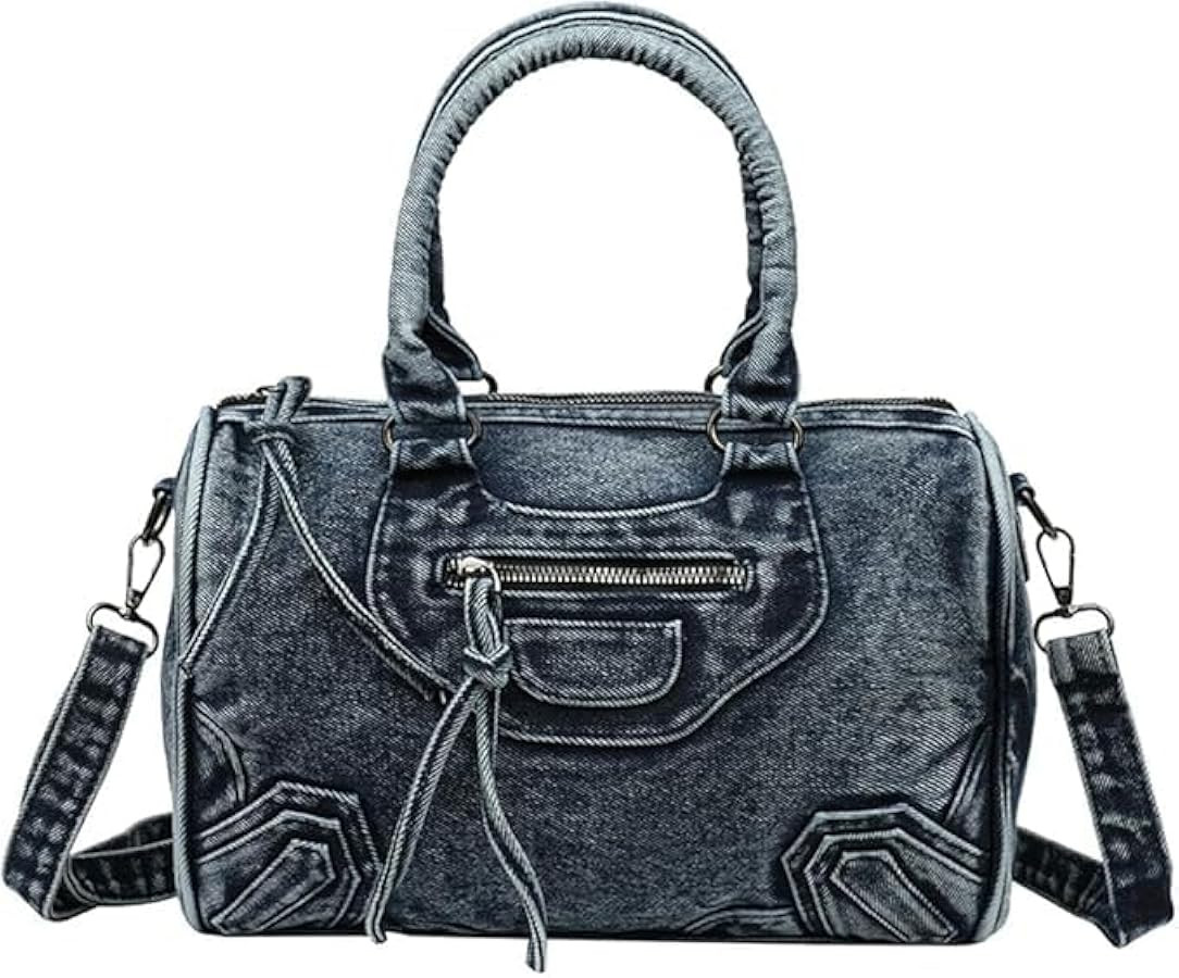 Designer Denim Shoulder Crossbody Bag, Blue Jean Large Tote Top-Handle Handbag for Women, 13.8x5.... | Amazon (US)