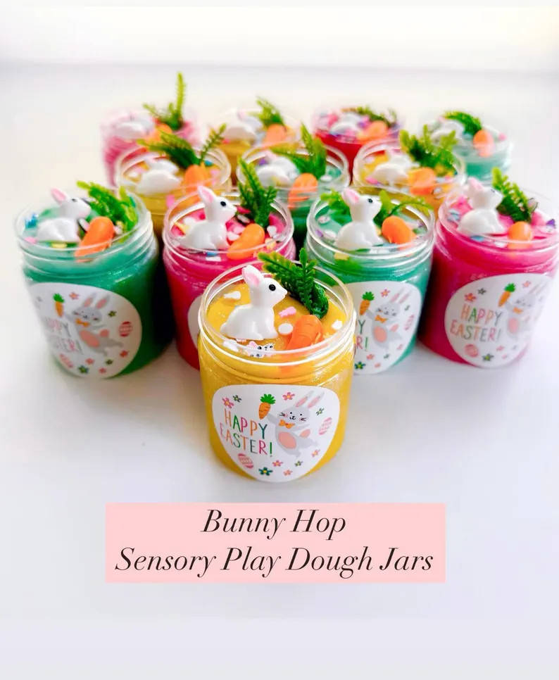 Bunny Hop Play Dough Jars,spring Playdoh Kit,kids Party Favors,girls Boys Gift,easter Basket Fill... | Etsy (US)