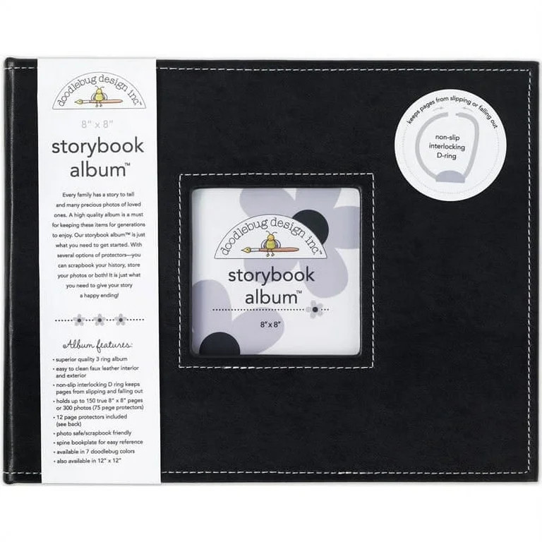 Doodlebug Storybook D-Ring Album 8"X8"-Beetle Black - Walmart.com | Walmart (US)