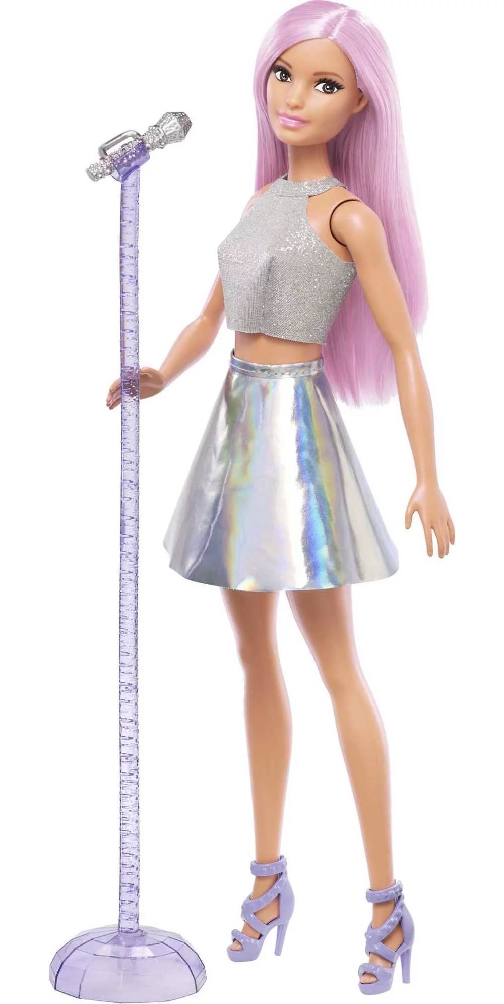 Barbie Pop Star Fashion Doll Dressed in Iridescent Skirt with Pink Hair & Brown Eyes | Walmart (US)