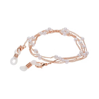 Unique Bargains Christmas Pearl Pattern Eyeglass Chain 29.53" L Rose Gold Tone 1 Pc | Target