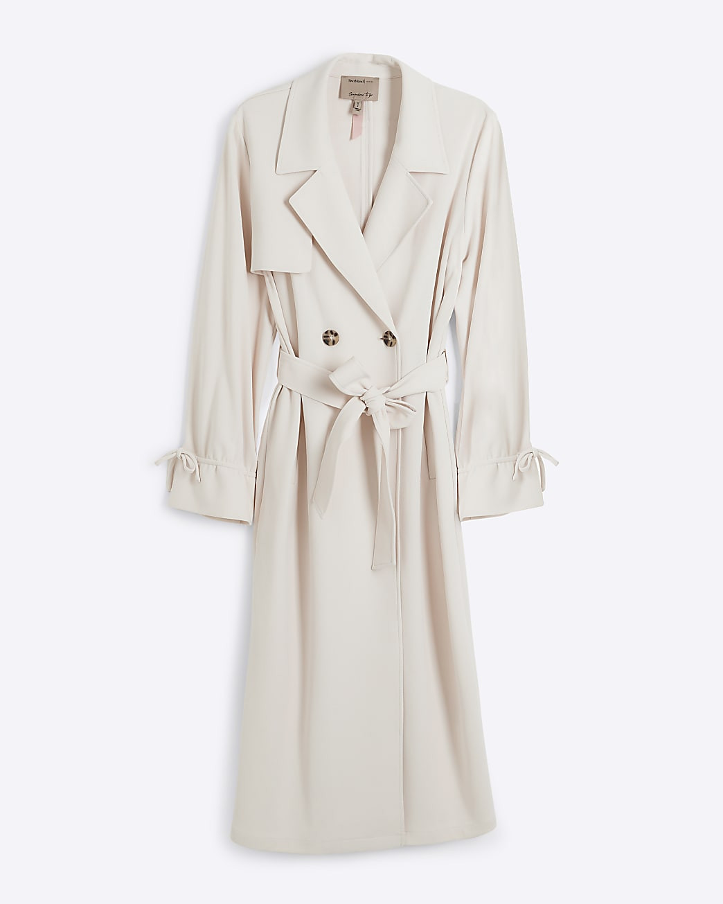 Beige tie cuff belted trench coat | River Island UK & IE