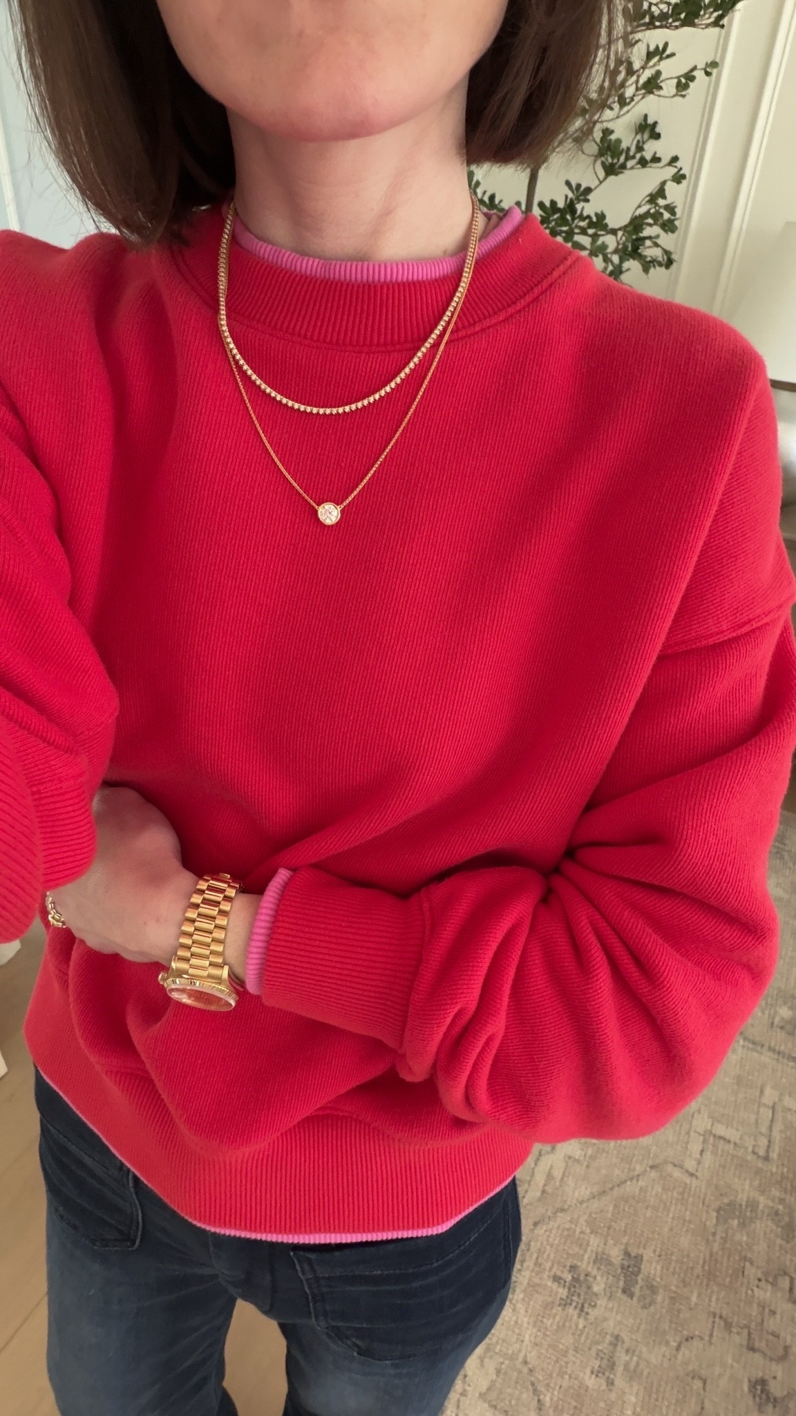 Love this double layer sweatshirt! Comes in four colors and under $30!