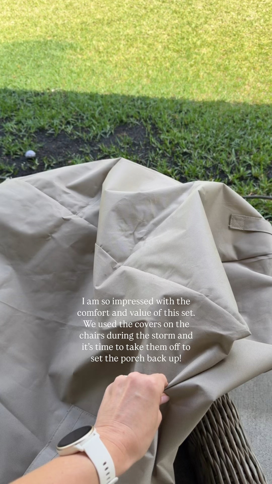 Best outdoor set for the price! I liked this better than the cream viral one because I think the cushions will stay clean longer and they are scotch guarded.