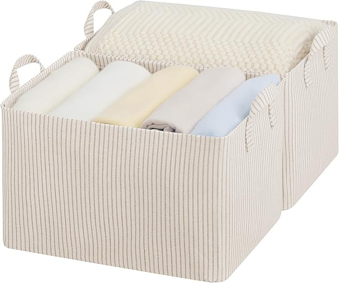 StorageWorks Storage Bins, Fabric Storage Bins for Shelves, Large Storage Baskets with Metal Fram... | Amazon (US)