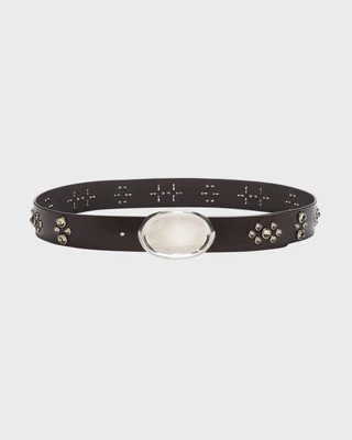 Buckle Bunny Belt with Crystals in Vachetta Leather | TWP