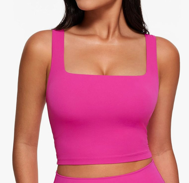 CRZ YOGA Butterluxe Womens Square Neck Longline Sports Bra - Workout Crop Tank Tops Padded Yoga Camisole with Built in Pads 

 #LTKGiftGuide #LTKActive #LTKSaleAlert