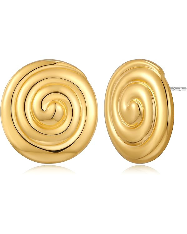 MUYAN Vintage Gold Chunky Earrings for Women Trendy Metal Drop Earrings | Amazon (US)