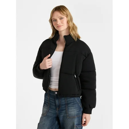 No Boundaries Knit Puffer Jacket, Women's | Walmart (US)