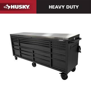 Tool Storage 84 in. W x 24 in. D Heavy Duty Mobile Workbench Tool Chest with Stainless Steel Work Top in Matte Black | The Home Depot