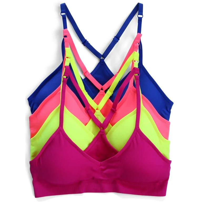 Kalon Women 4 Pack Racerback Sports Bra V Neck (Large, Neons) - Walmart.com | Walmart (US)
